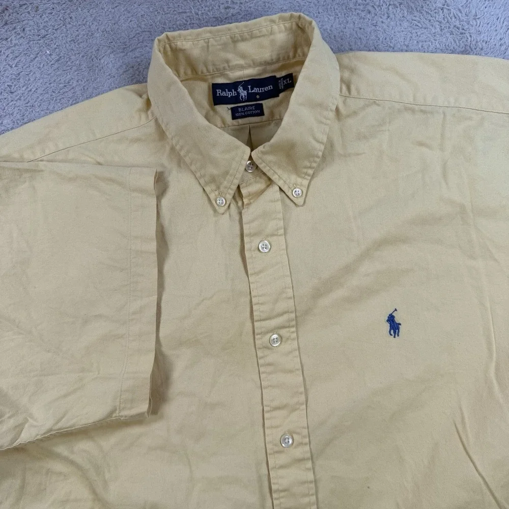 Polo Ralph Lauren Shirt Mens XL Yellow Blaire Short Sleeve Button Down Pony